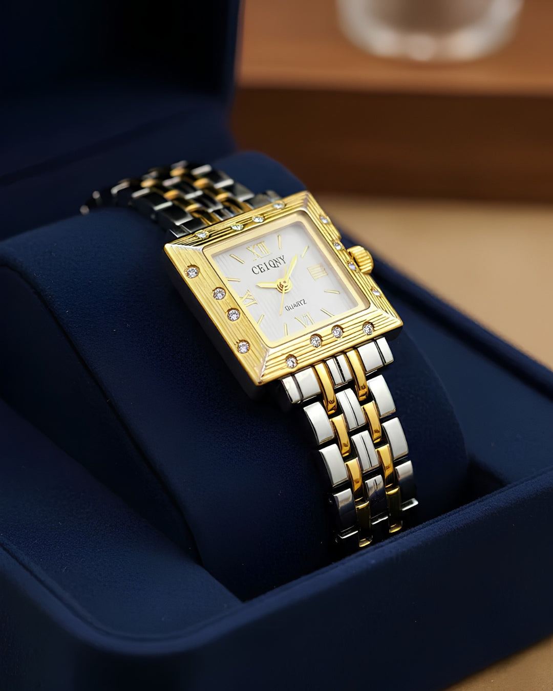Cosmos Square Golden & Silver women Watch