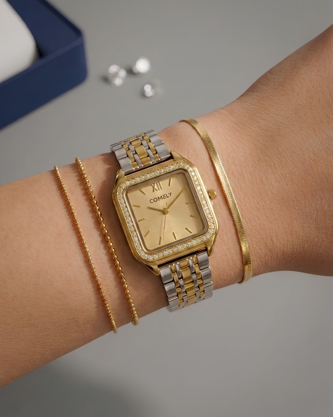 Cosmos Crystal Square Dial Timepiece