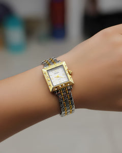 Cosmos Square Golden & Silver women Watch