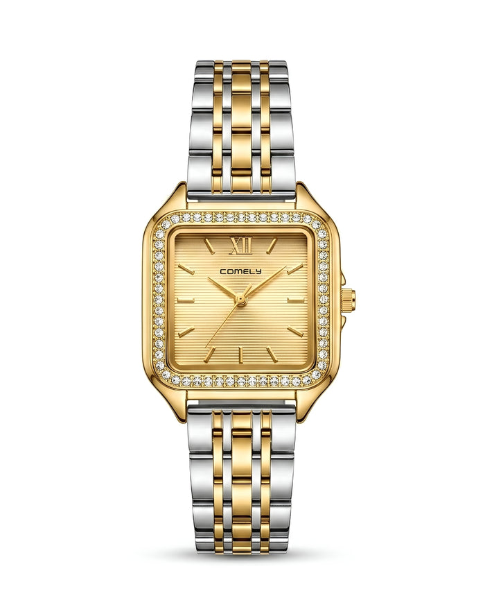 Cosmos Crystal Square Golden Timepiece