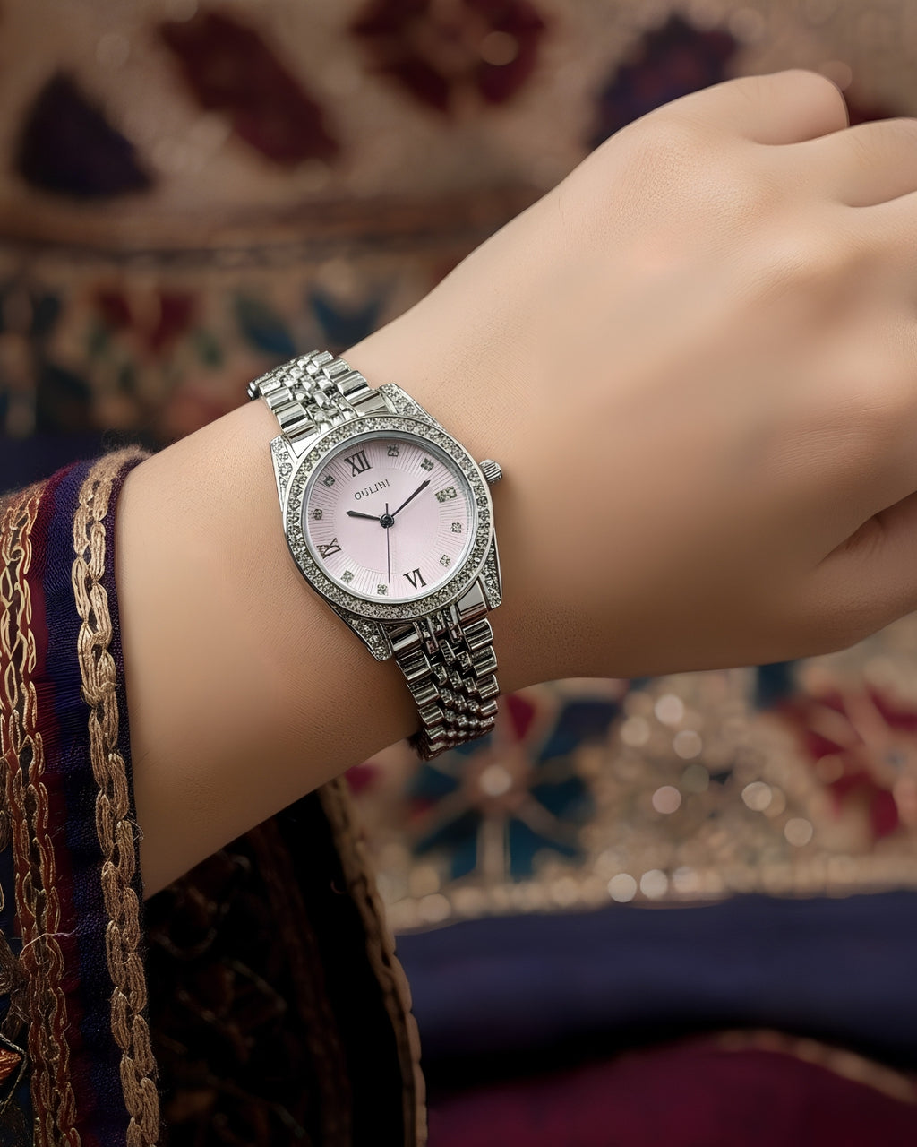 Cosmos Silver Round Women Watch