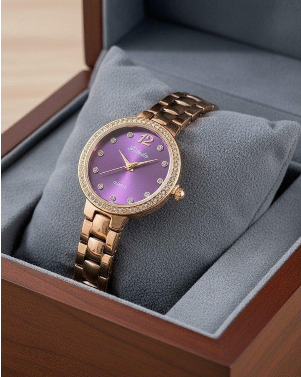 Cosmos Elegant Rose Gold Women's Watch with Purple Dial