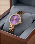 Cosmos Elegant Rose Gold Women's Watch with Purple Dial