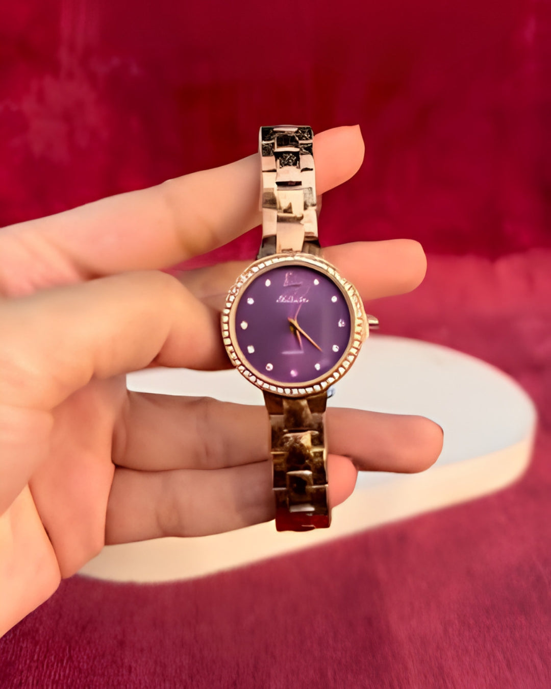 Cosmos Elegant Rose Gold Women's Watch with Purple Dial