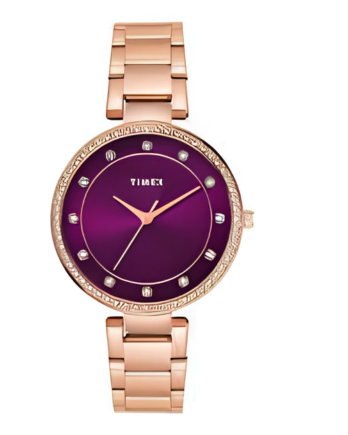 Cosmos Maroon Round Dial Women Watch