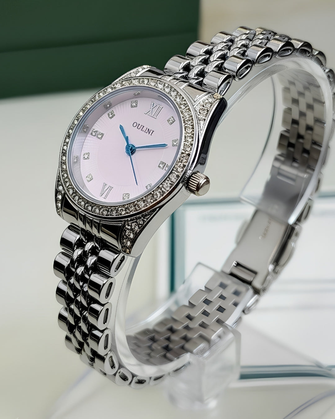Cosmos Elegant Pink Dial Women's Watch with Crystal Bezel