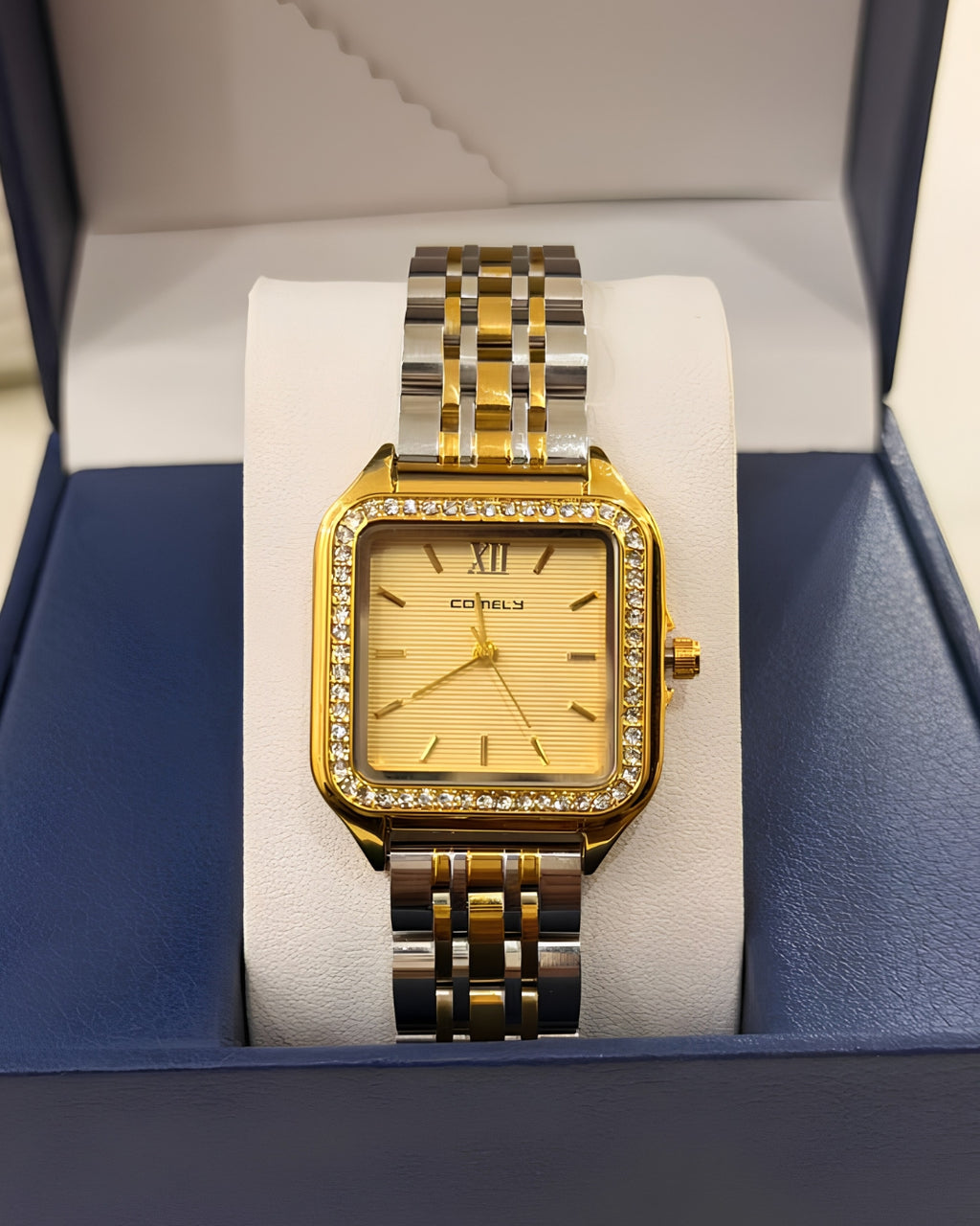 Cosmos Crystal Square Dial Timepiece