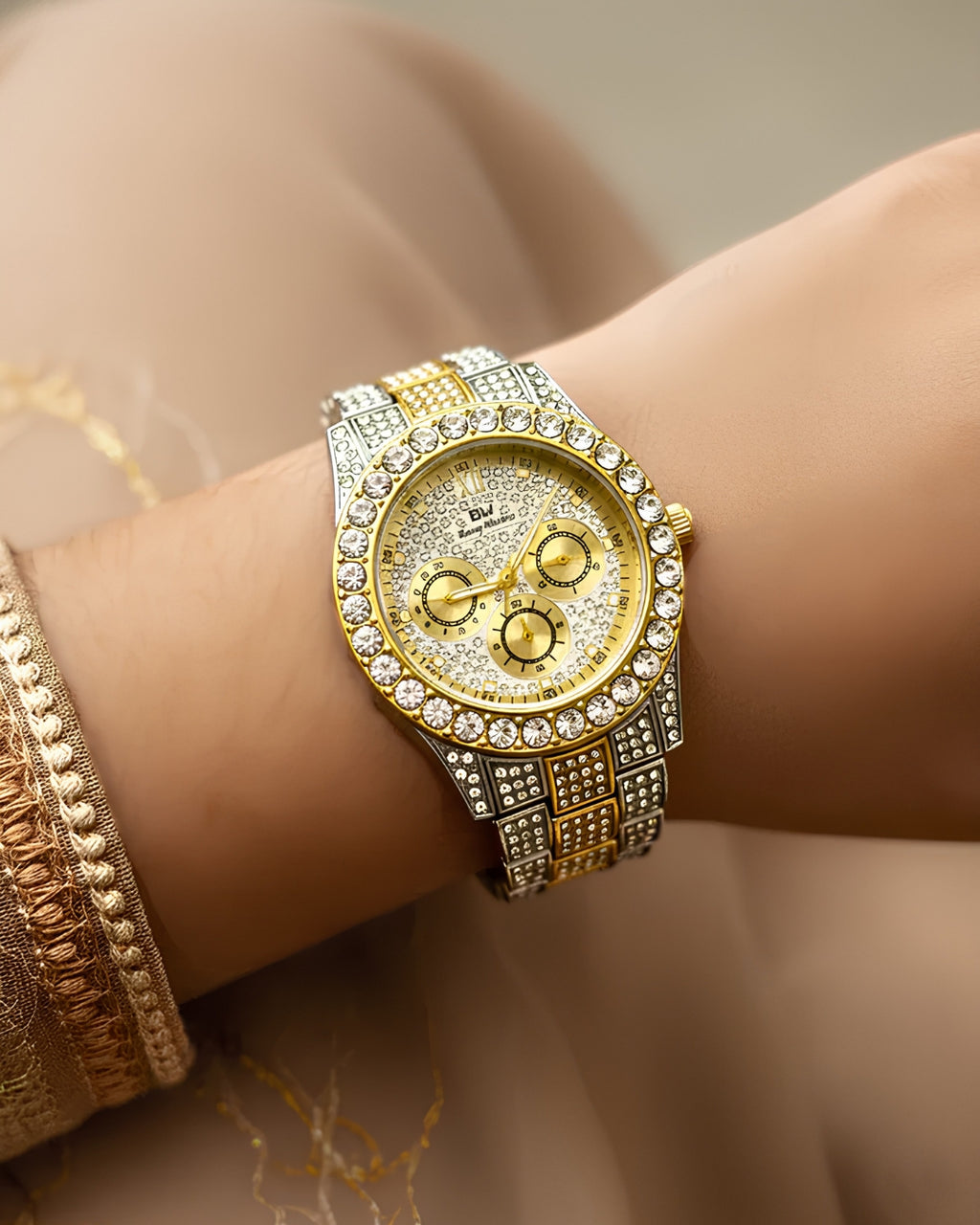 Cosmos Luxury Two-Tone Crystal Women's Quartz Watch
