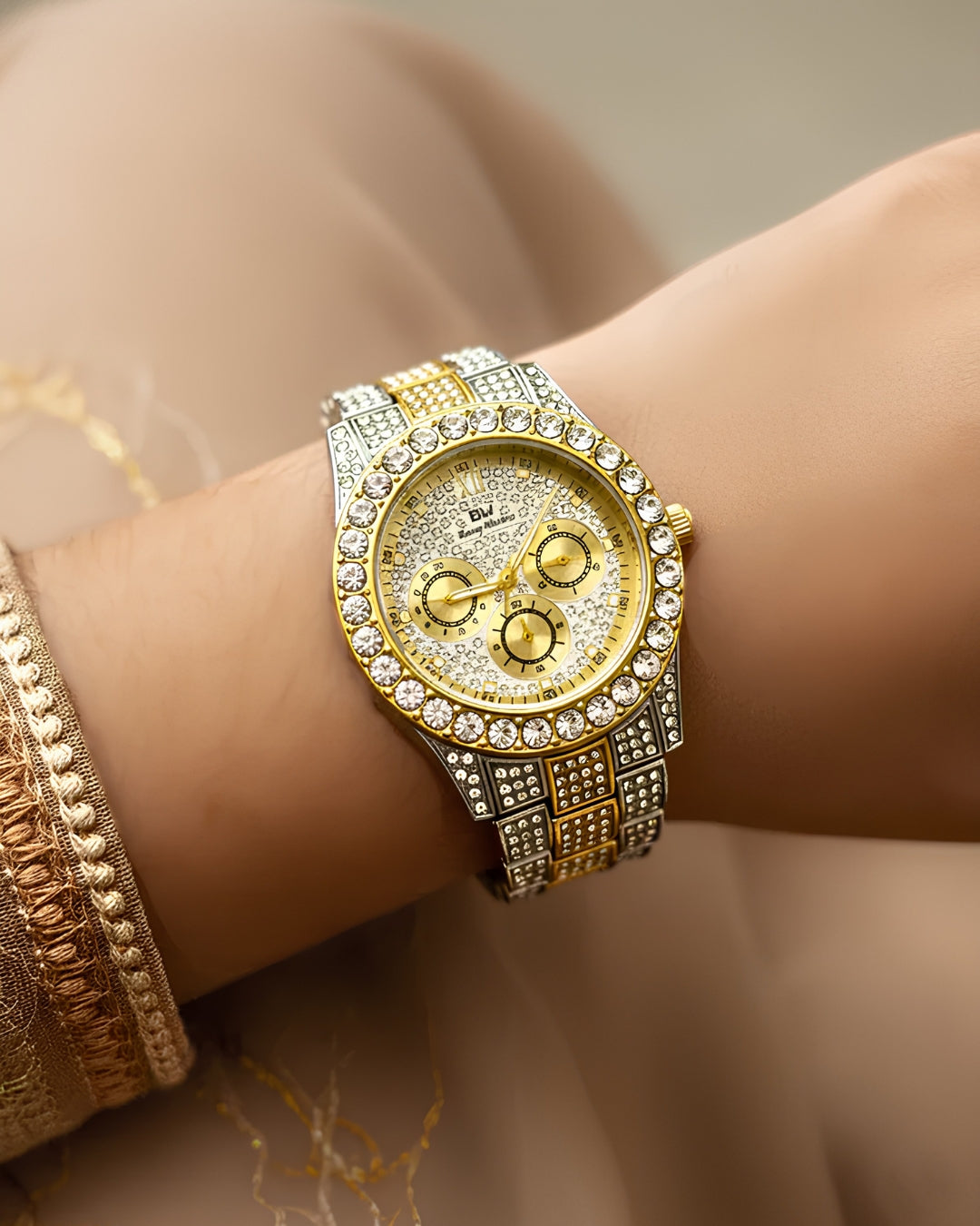 Cosmos Luxury Two-Tone Crystal Women's Quartz Watch