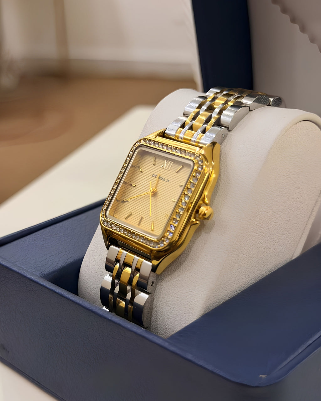 Cosmos Crystal Square Dial Timepiece